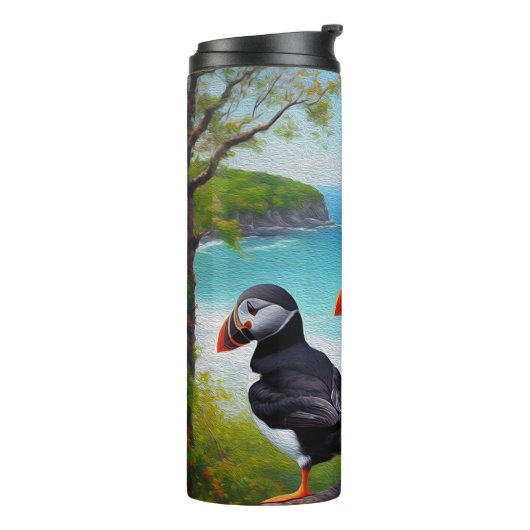 Drei Puffin Birnen Ölfarbe, Thermal Tumbler Thermosbecher (Nach links gedreht)