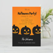 Drei Pumpkins Halloween-Party Einladung (Stehend Vorderseite)