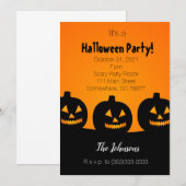 Drei Pumpkins Halloween-Party Einladung (Vorne/Hinten)