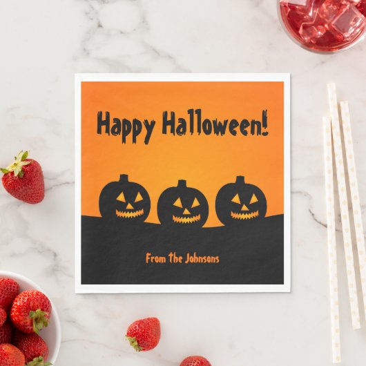 Drei Pumpkins Halloween-Party Napkins Custom Serviette (Beispiel)
