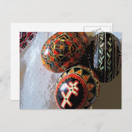 Drei Pysanky Postkarte (Vorne/Hinten)