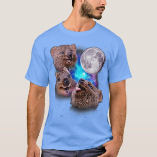 Drei Quokkas Howl am Mond T-Shirt