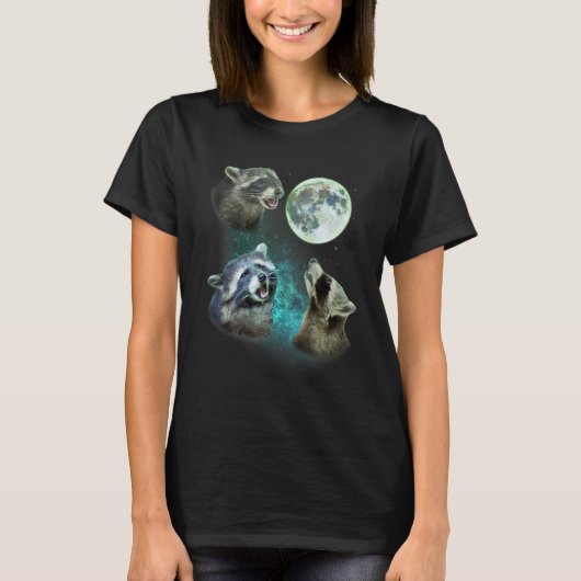 Drei Racoons heulen am Mond 3 Wölfe - Funny Wolves T-Shirt (Vorderseite)