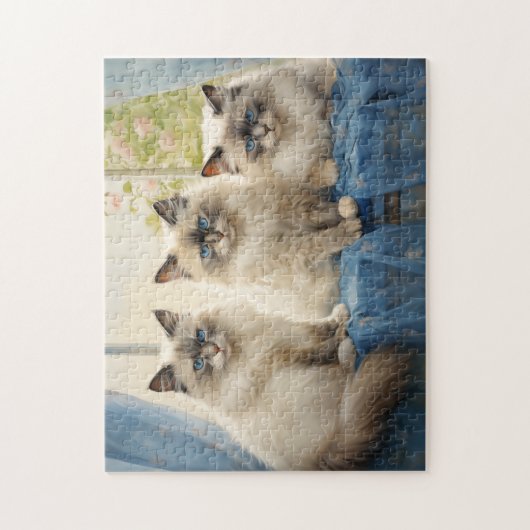 Drei Ragdoll Katzen Puzzle (Vertikal)