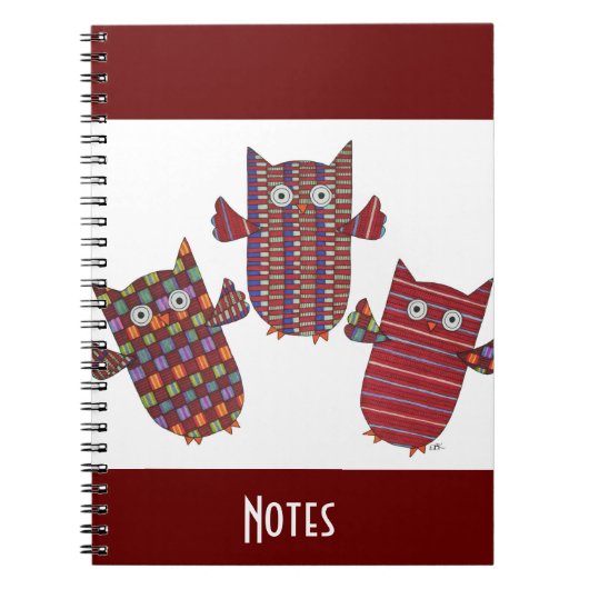 Drei Red Owls Notebook Notizblock (Vorderseite)