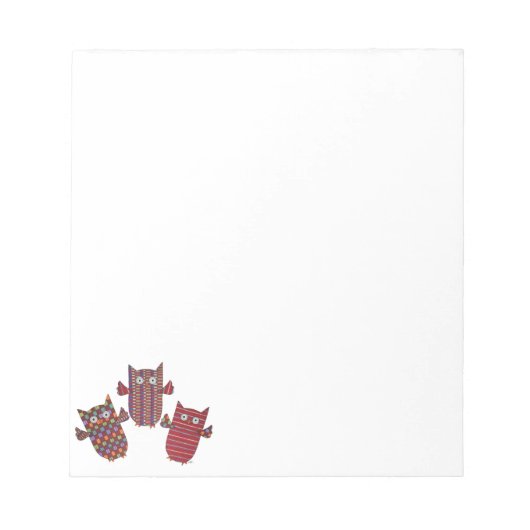 Drei Red Owls Notepad Notizblock (Vorderseite)