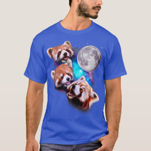Drei Red Pandas Howl auf dem Mond T-Shirt