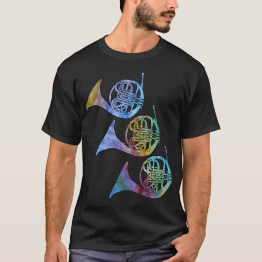 Drei Regenbogen-französische Hörner T-Shirt (Vorderseite)