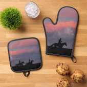 Drei Reiter, ein Horizont Ofenhandschuh & Topflappen-Set (Oben Unten)