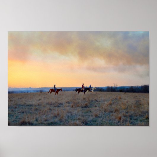 Drei Reiter in den Flint Hills von Kansas Poster (Vorne)