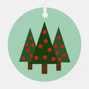Drei Retro-Weihnachtsbäume Ornament Aus Metall