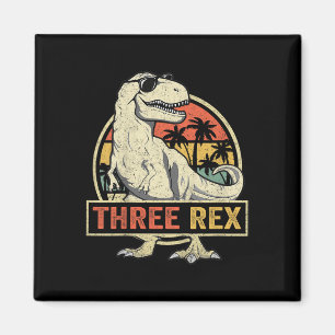 Drei Rex 3. Geburtstag Shirt Dritte Dinosaurier 3  Magnet