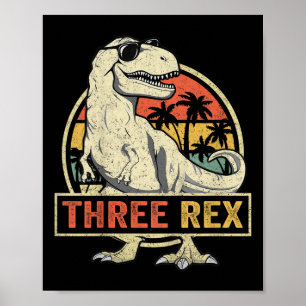 Drei Rex 3. Geburtstag Shirt Dritte Dinosaurier 3  Poster
