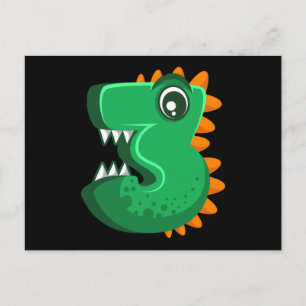 DREI REX 3 Jahre alt 3. Geburtstag Kinder Dino Postkarte