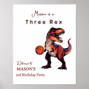 Drei-Rex Basketball Dino Geburtstagsgeschenk Poster