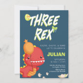DREI REX Dino Kindergeburtstag Einladung (Vorderseite)