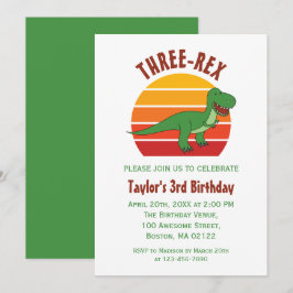 Drei Rex Dinosaur Fun Gender Neutral 3. Geburtstag Einladung