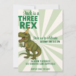 Drei-Rex Dinosaur Geburtstagsfeier Einladung |T-Re