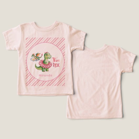 Drei Rex Dinosaur Girl Geburtstagsparty (Design Vorderseite & Rückseite)