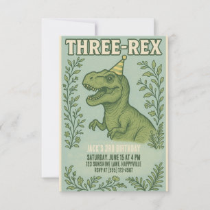 Drei-Rex-Dinosaurier 3. Geburtstag Einladung