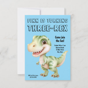 Drei-Rex-Dinosaurier 3. Geburtstags-Einladung Einladung