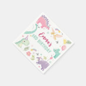 Drei Rex Dinosaurier 3. Geburtstagsfeier Serviette (Ecke)