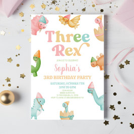 Drei Rex Dinosaurier 3. Geburtstagspartei Einladung