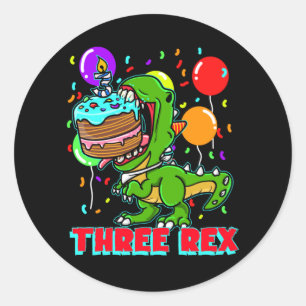 Drei Rex Dinosaurier 3 Jahre Dinofan Runder Aufkleber