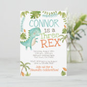 Drei Rex-Dinosaurier Einladung (Stehend Vorderseite)