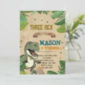 DREI REX Dinosaurier Einladung zum Geburtstag (Stehend Vorderseite)