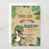DREI REX Dinosaurier Einladung zum Geburtstag (Vorne/Hinten)