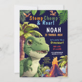 Drei Rex Dinosaurier Einladung zum Geburtstag (Vorderseite)