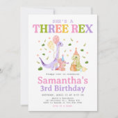 Drei Rex-Dinosaurier-Geburtstag Einladung (Vorderseite)