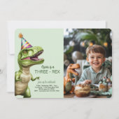 Drei-Rex Dinosaurier Geburtstag Einladung mit Foto (Vorderseite)