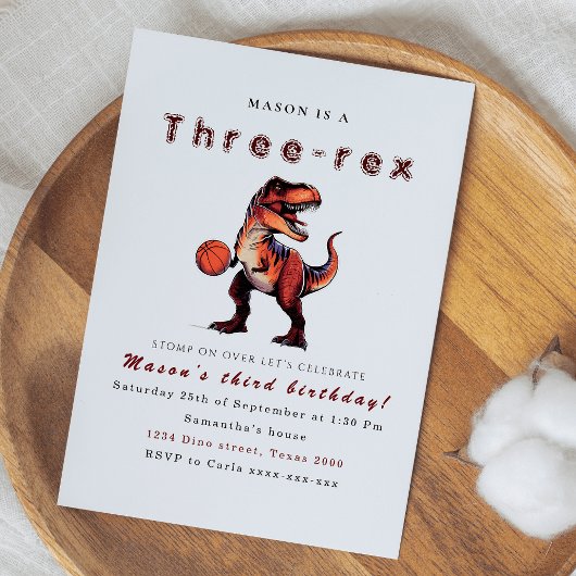 Drei-Rex-Dinosaurier-Geburtstagseinladung Einladung