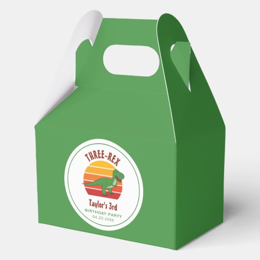 Drei Rex Dinosaurier Gender Neutral Fun 3. Geburts Geschenkschachtel (Vorderseite)