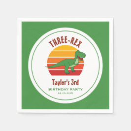 Drei Rex Dinosaurier Gender Neutral Fun 3. Geburts Serviette