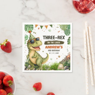 Drei Rex-Dinosaurier zum 3. Geburtstag T Rex Dino Serviette