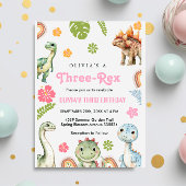 Drei Rex Einladung Girl Dinosaur Geburtstag