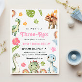 Drei Rex Einladung Girl Dinosaur Geburtstag