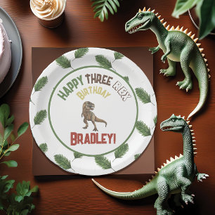 Drei Rex Geburtstag Wasserfarbe Dino Pappteller