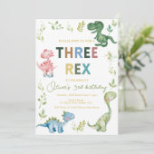 Drei Rex-Geburtstagsparty Einladung (Stehend Vorderseite)