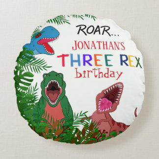 Drei Rex Kinder 3. Geburtstag Jurassic Rundes Kissen