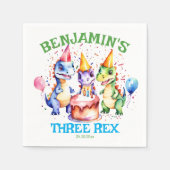 Drei rex niedliche Dinosaurier Geburtstagsgeschirr Serviette (Vorderseite)