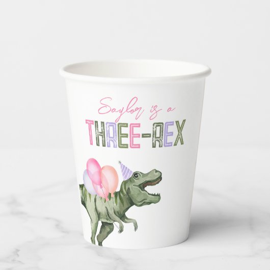 Drei-Rex-Party-Papiertücher für Mädchen Pappbecher (Rückseite)
