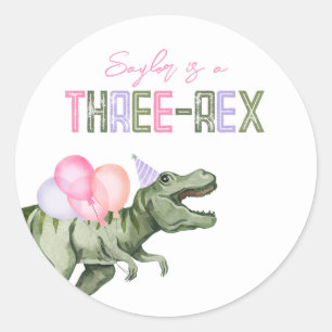 Drei-Rex-Party-Sticker für Mädchen Runder Aufkleber