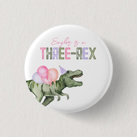 Drei-Rex-Party-Taste für Mädchen Button (Vorderseite)