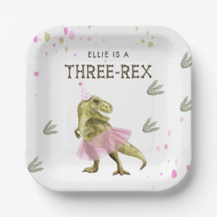Drei Rex & rosa Tütü Geburtstagspapierplatte Pappteller