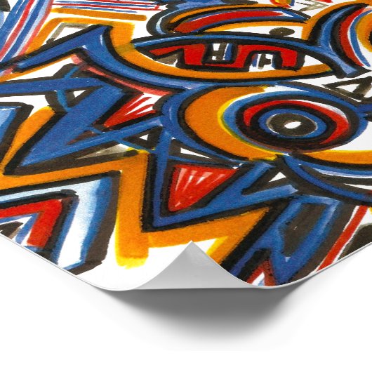 Drei Ring Circus - Abstrakte Kunsthandgemalt Poster (Ecke)