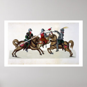 Drei Ritter an einem Turnier, Platte von 'einem Poster